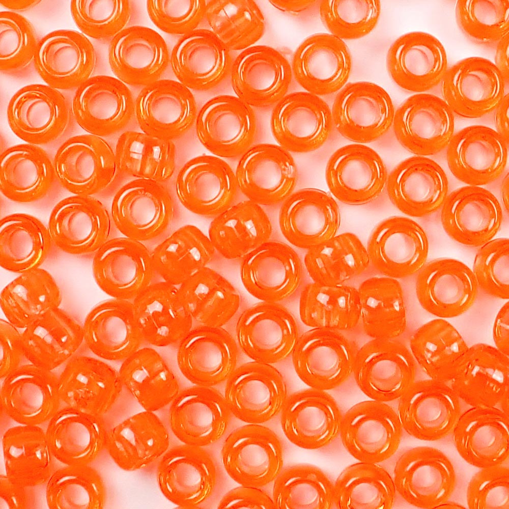 Dark Orange Transparent Plastic Craft Pony Beads 6x9mm Bulk - Pony Beads  Plus
