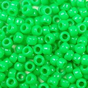 Grasshopper Green Plastic Craft Pony Beads, Size 6 x 9mm