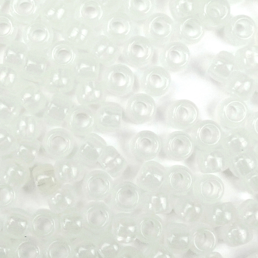 White Glow in the Dark Plastic Craft Pony Beads, Size 6 x 9mm
