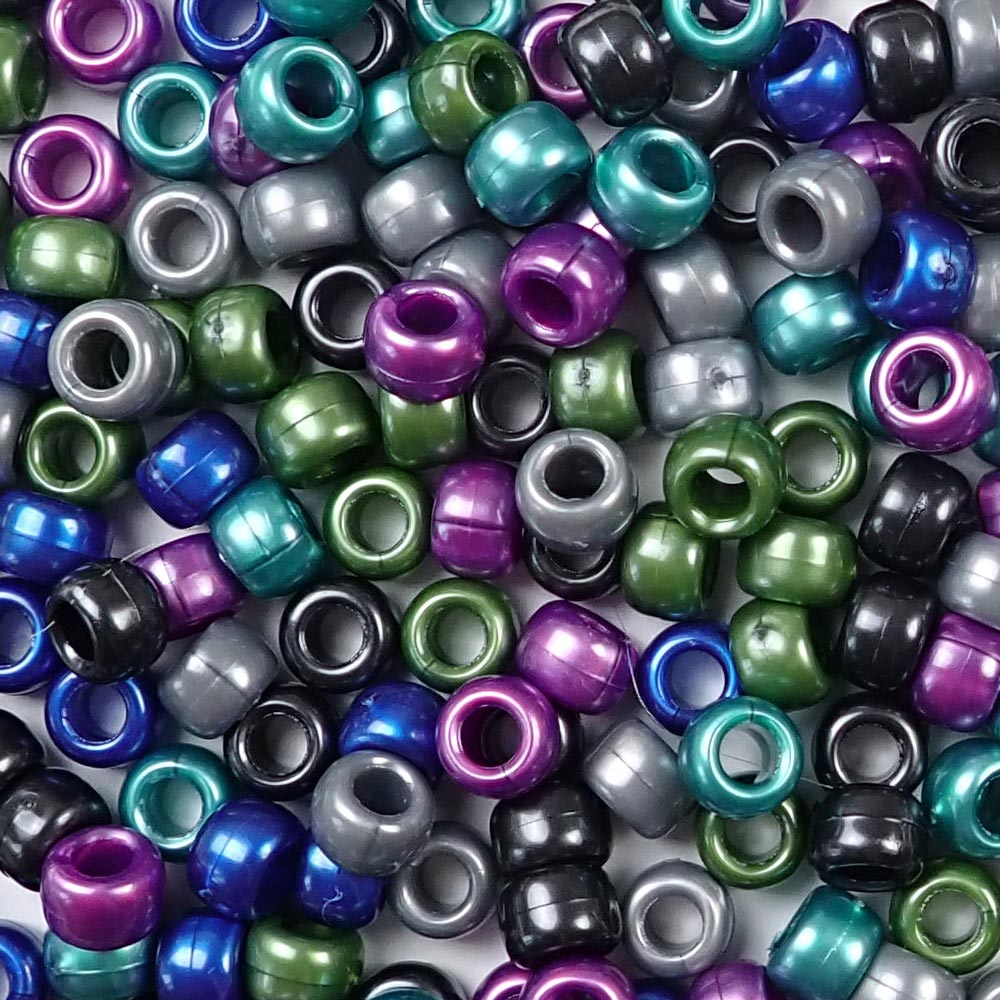 Cool Pearl Mix Plastic Craft Pony Beads, Bead Size 6 x 9mm in a bulk bag