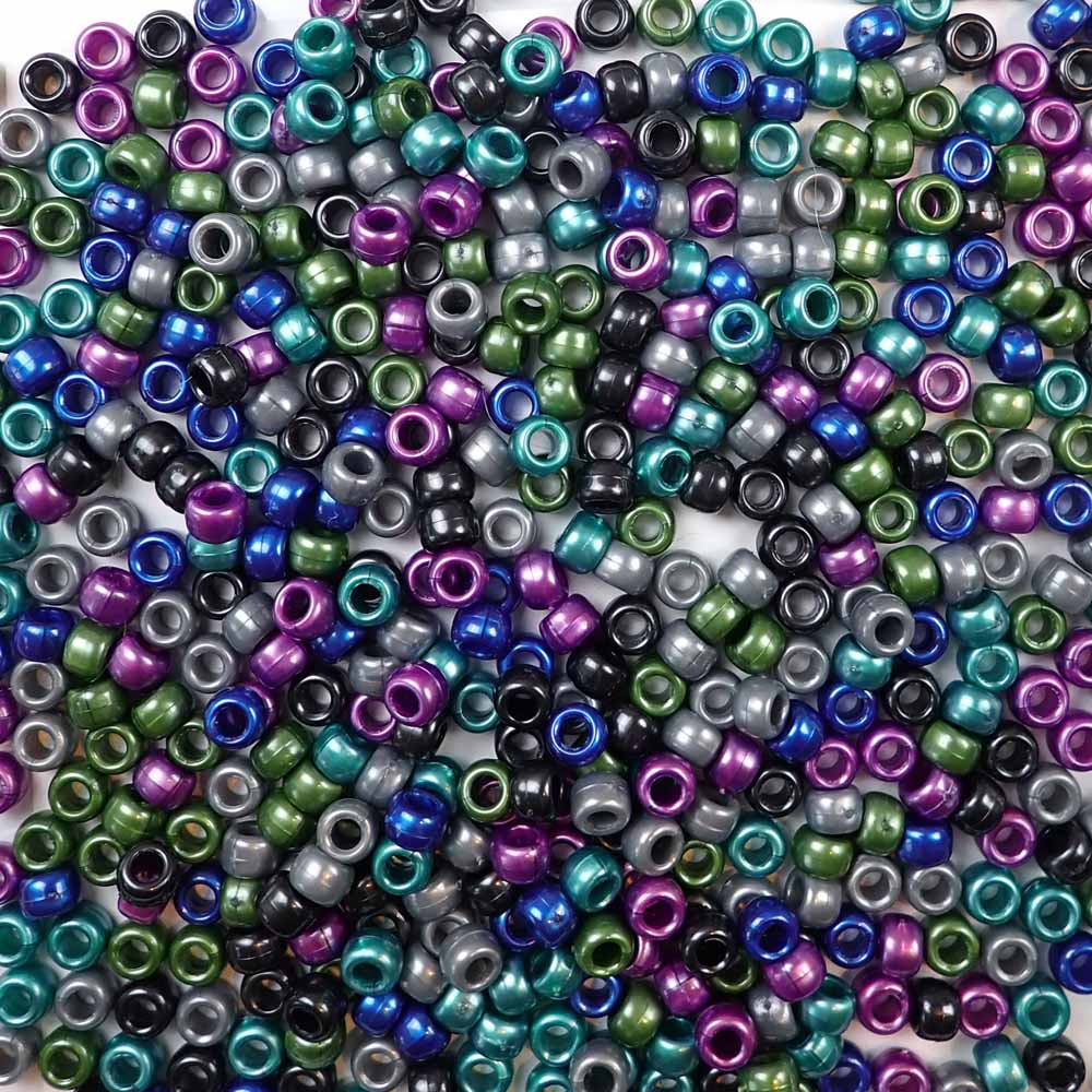 Cool Pearl Mix Plastic Craft Pony Beads, Bead Size 6 x 9mm in a bulk bag