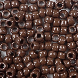 Chocolate Brown Plastic Craft Pony Beads, Size 6 x 9mm