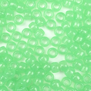 Green Glow in the Dark Plastic Craft Pony Beads, Size 6 x 9mma