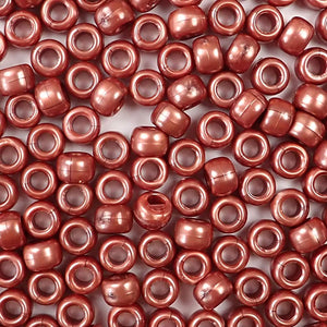 Antique Copper Pearl Plastic Craft Pony Beads, Size 6 x 9mm