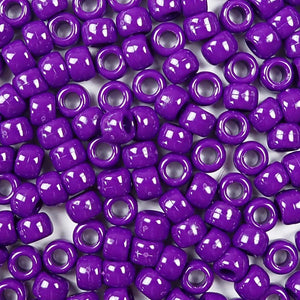 Plum Purple Plastic Craft Pony Beads, Size 6 x 9mm