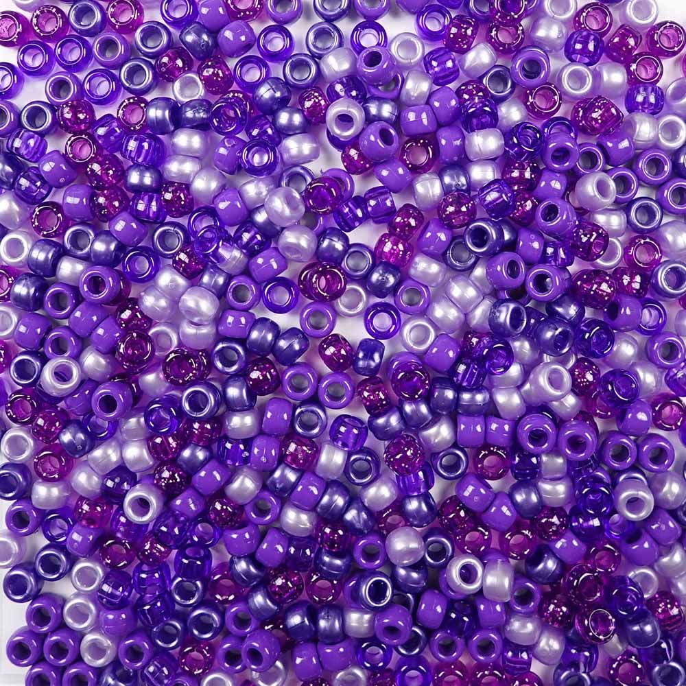 Chunky 4-Strand Triangle Glass Beads on Leather (Purple Color Mix)