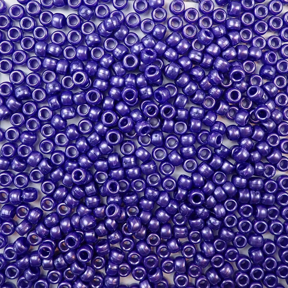 Dark Purple Pearl Plastic Craft Pony Beads, Size 6 x 9mm