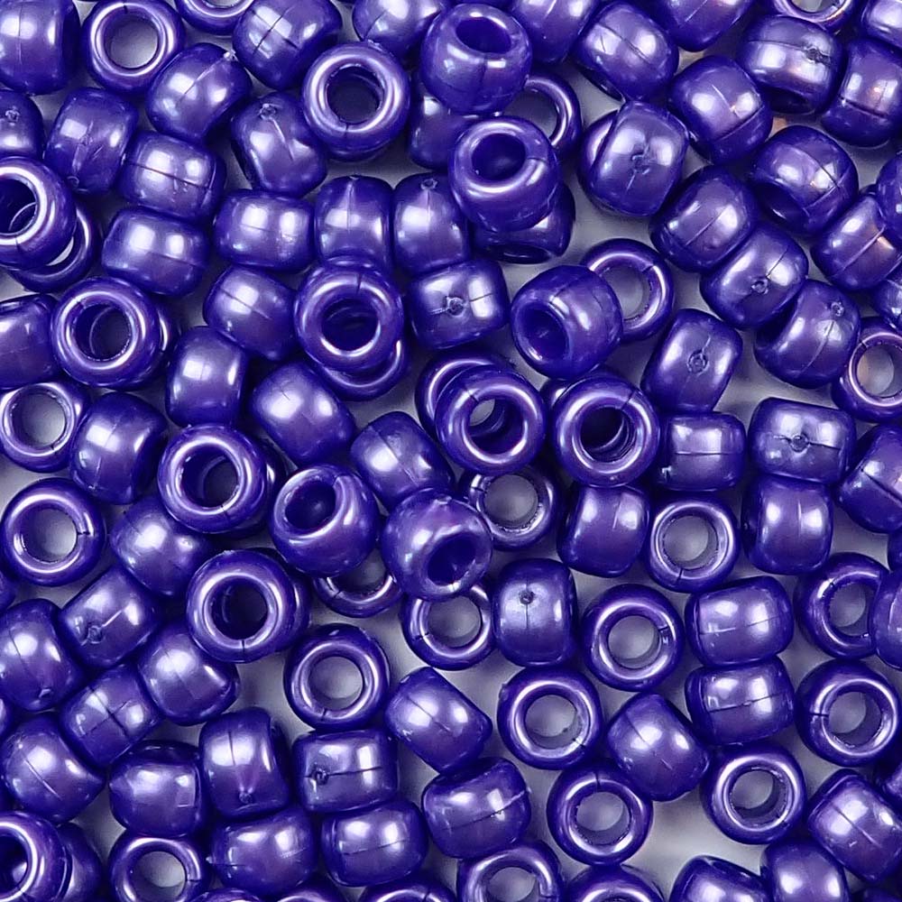 Dark Purple Pearl Plastic Craft Pony Beads 6x9mm Bulk, Made in USA - Pony  Beads Plus