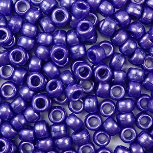 Dark Purple Pearl Plastic Craft Pony Beads, Size 6 x 9mm