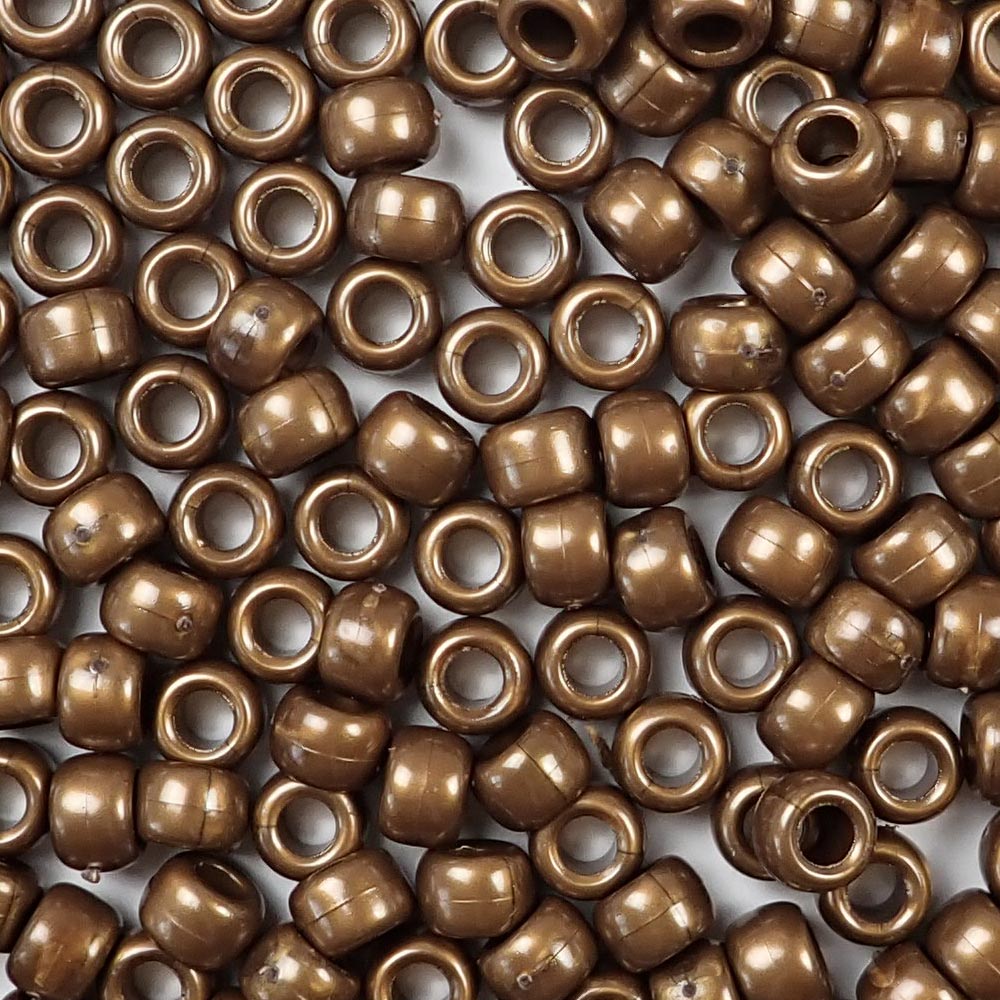 Antique Bronze Brown Pearl Plastic Craft Pony Beads, Size 6 x 9mm