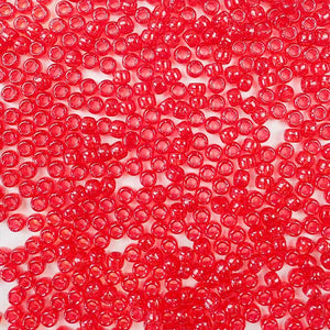 Ruby Red Glitter Plastic Craft Pony Beads, Plastic Bead Size 6 x 9mm in bulk bag
