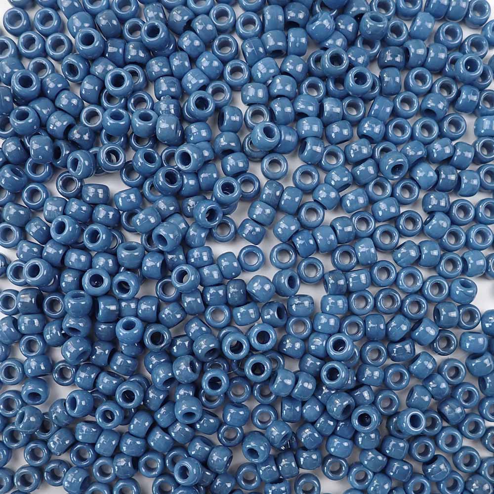 Denim Blue Plastic Craft Pony Beads, Size 6 x 9mm