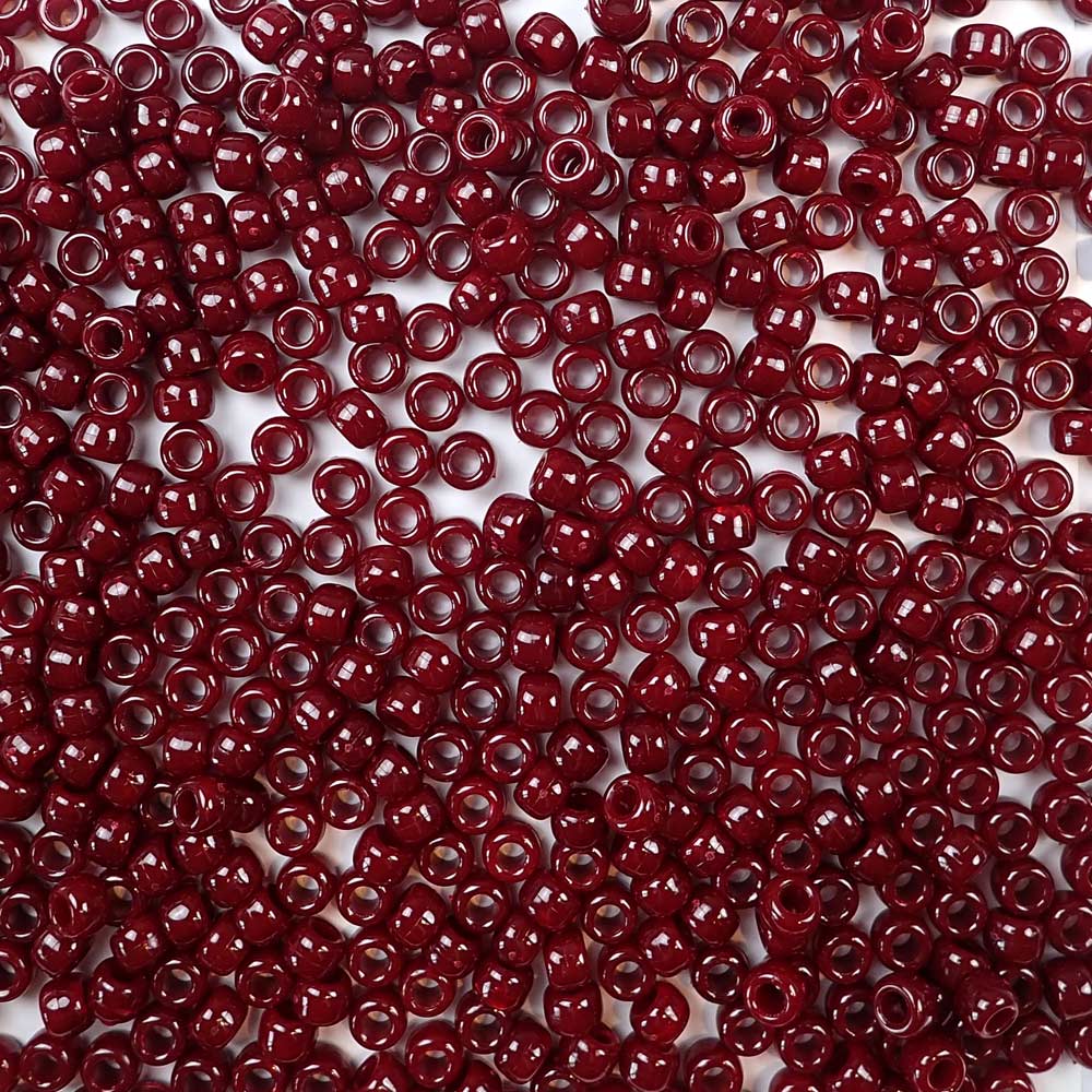 Dark Cranberry Plastic Craft Pony Beads, Plastic Bead Size 6 x 9mm in bulk bag