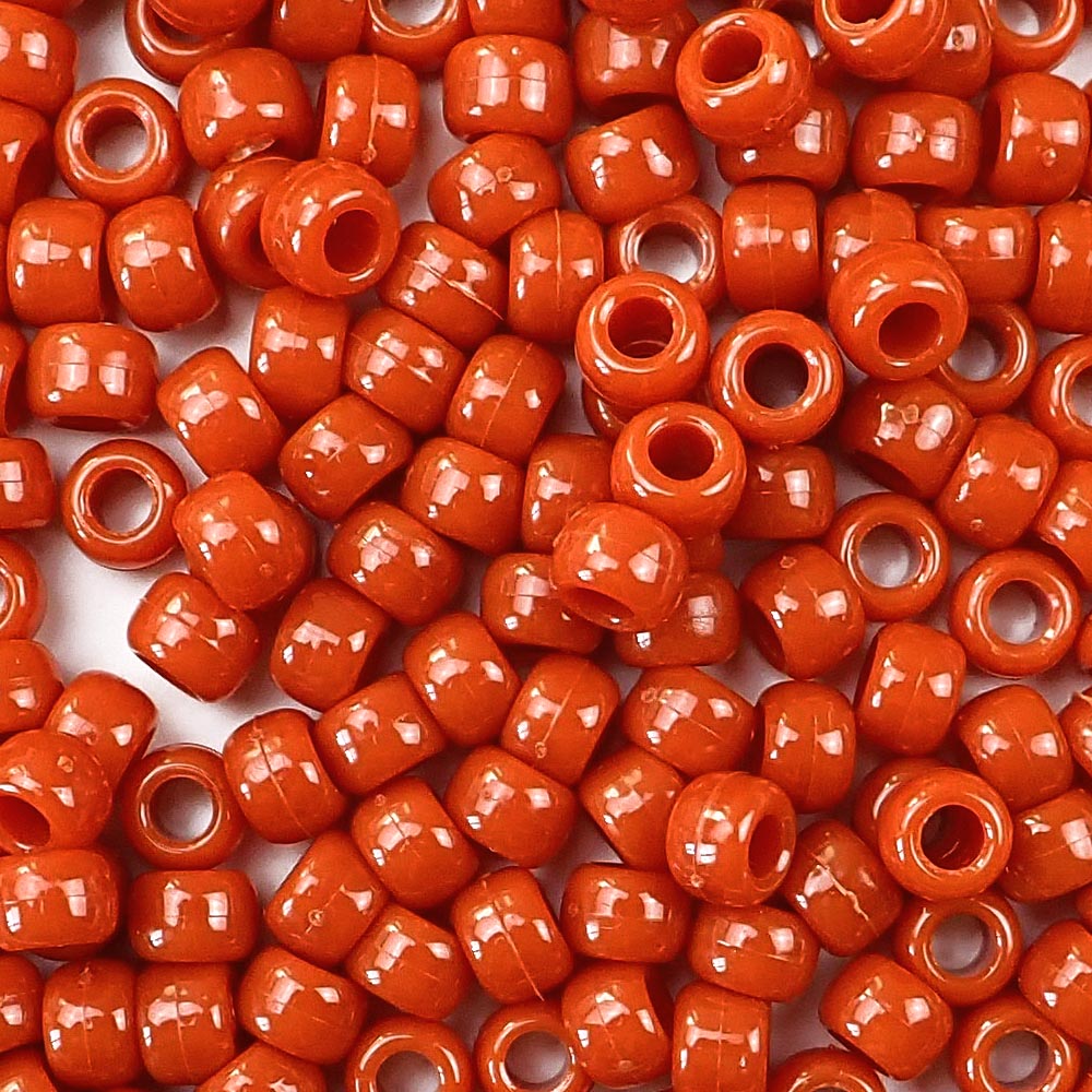 Cinnabar Plastic Craft Pony Beads, Plastic Bead Size 6 x 9mm in bulk bag