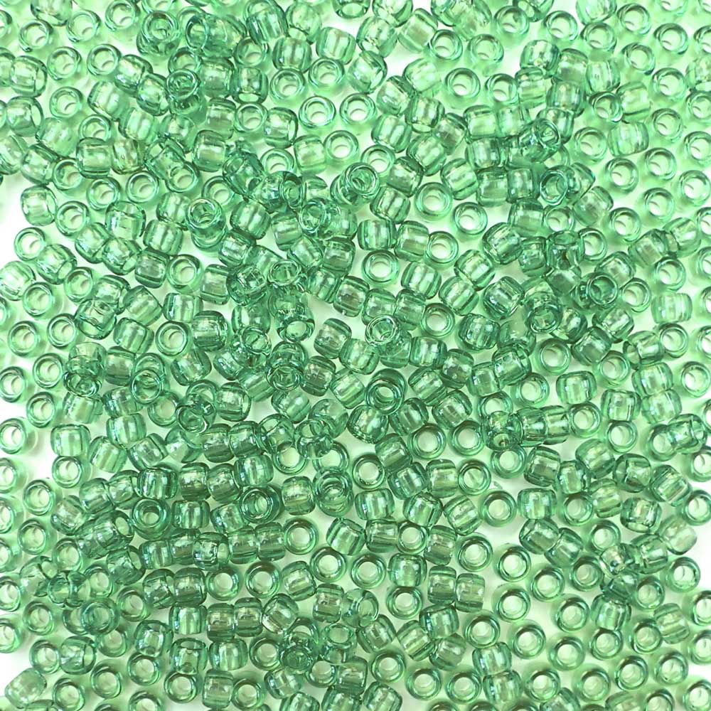 Peridot Green Plastic Pony Beads 6 x 9mm, about 100 beads