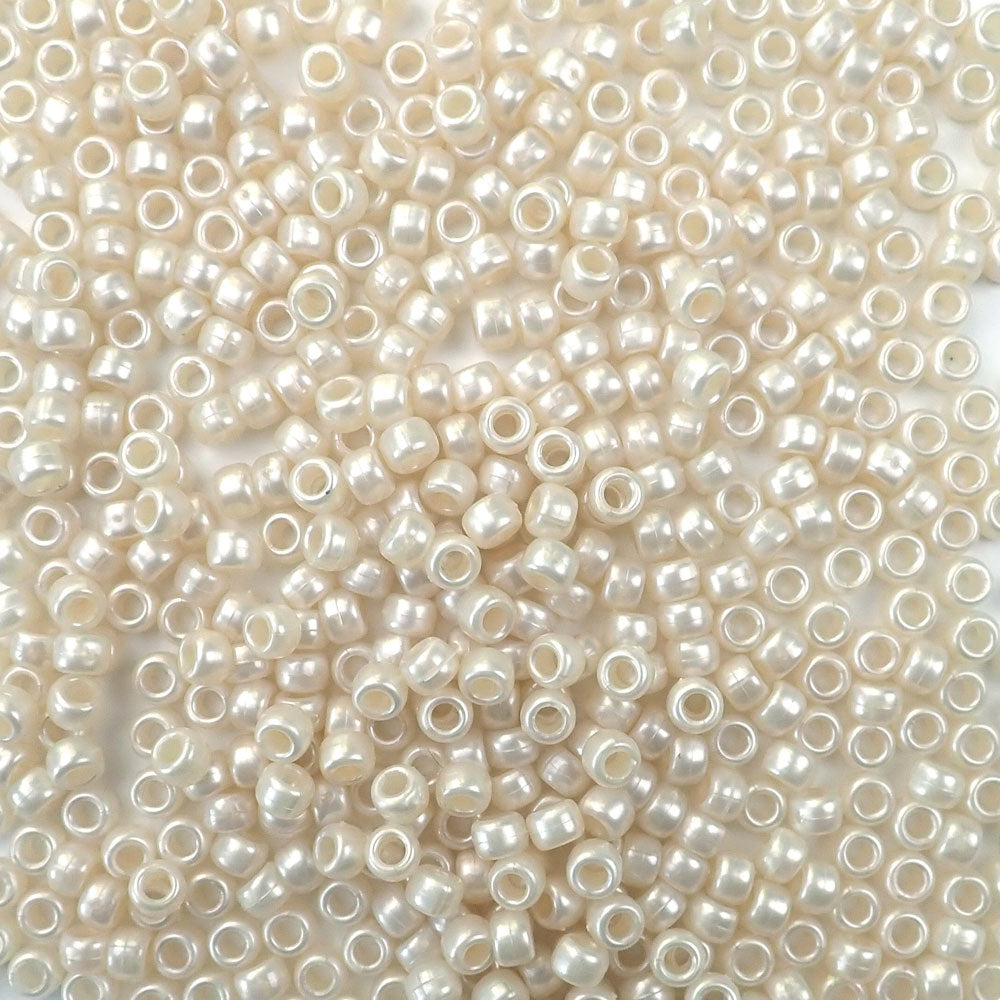 Antique Pearl Plastic Craft Pony Beads, Size 6 x 9mm