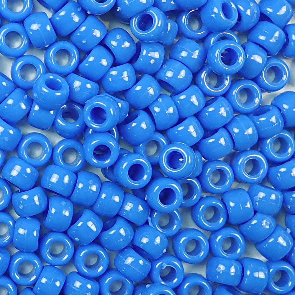 Periwinkle Blue Plastic Craft Pony Beads, Size 6 x 9mm