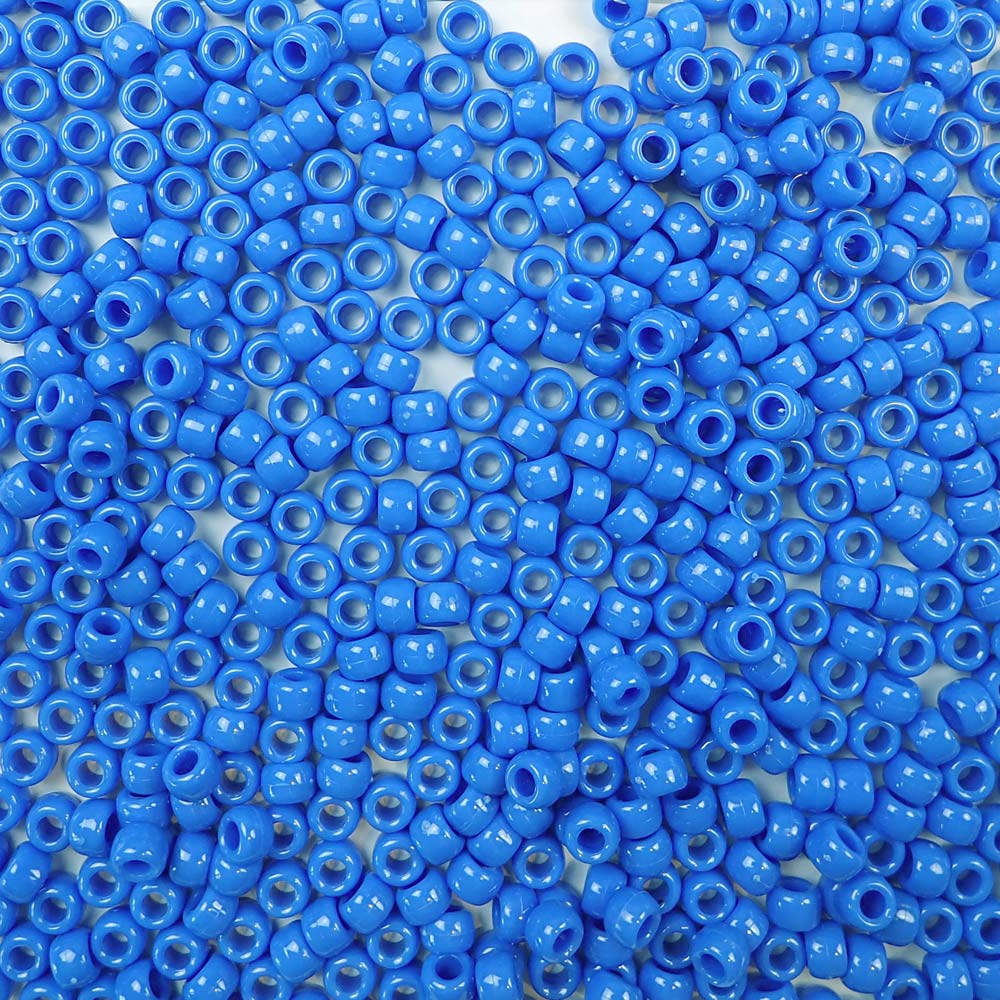 Periwinkle Blue Plastic Craft Pony Beads, Size 6 x 9mm