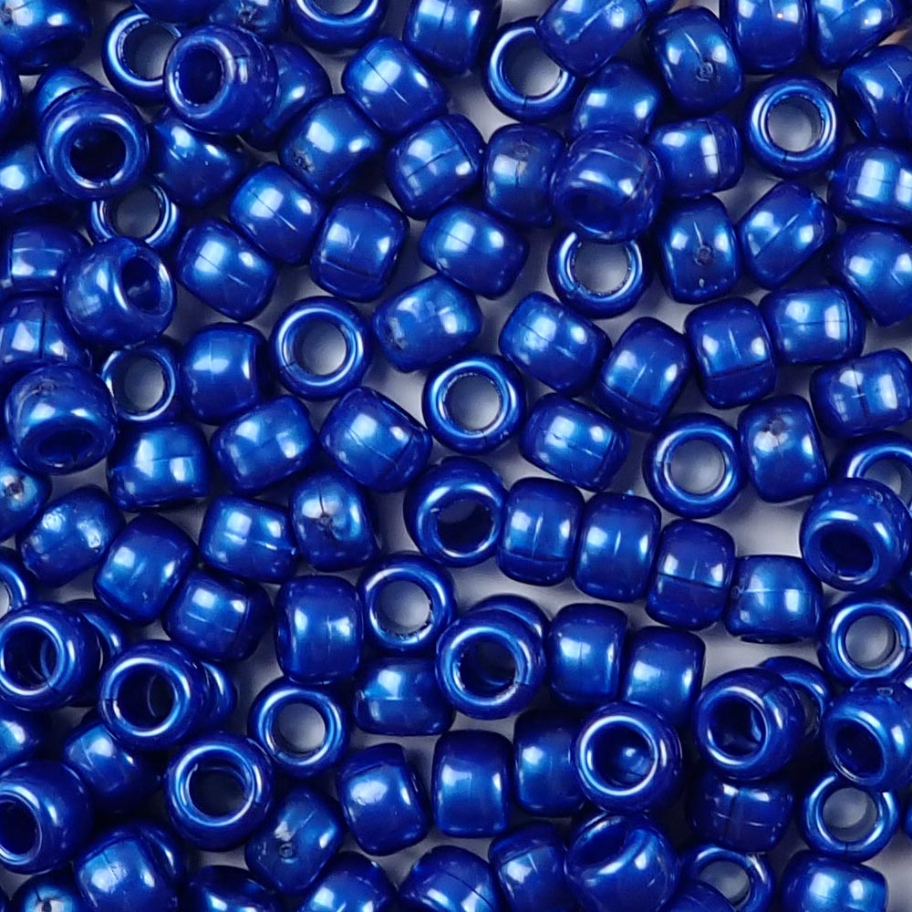 Cobalt Blue Pearl Plastic Craft Pony Beads 6x9mm Bulk, Made in the