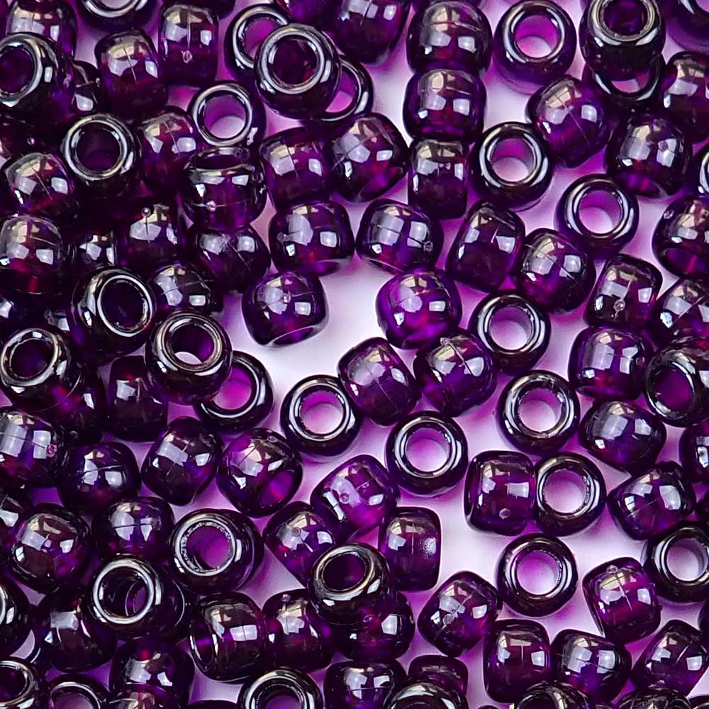 Amethyst Purple Glitter Plastic Pony Beads 6 x 9mm, 150 beads