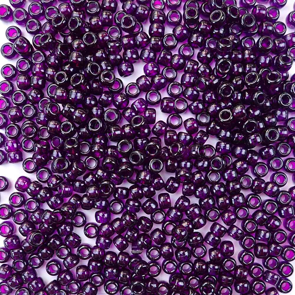 Dk Amethyst Purple Transparent Craft Pony Beads 6x9mm Made in USA - Pony  Beads Plus