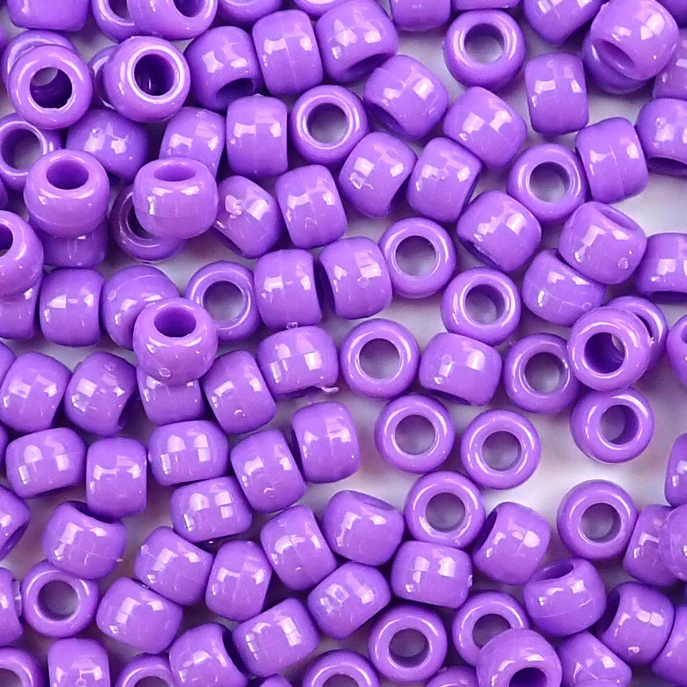 Lilac Purple Plastic Craft Pony Beads, Size 6 x 9mm