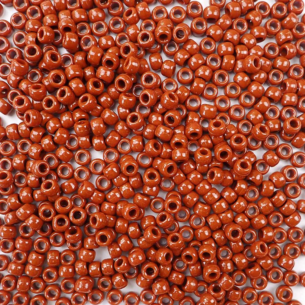 Rust Reddish Brown Plastic Craft Pony Beads, Size 6 x 9mm