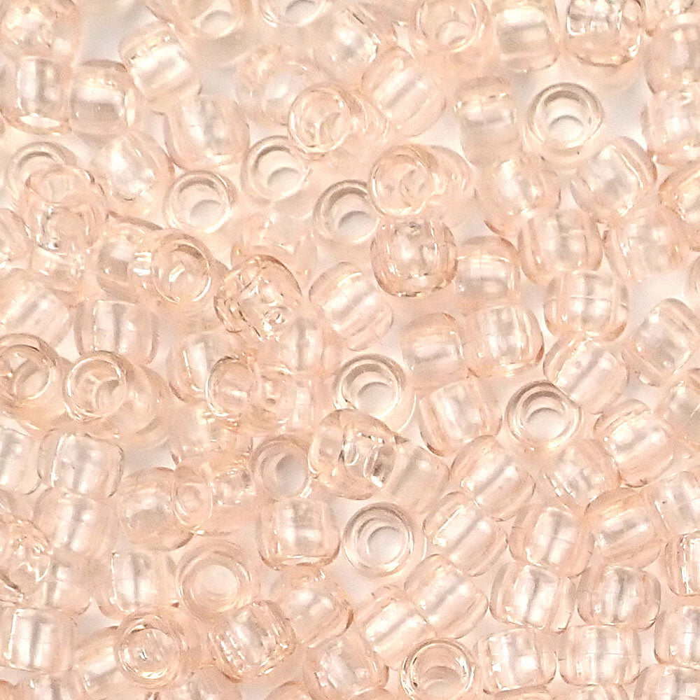 Transparent Champagne Plastic Craft Pony Beads, Size 6 x 9mm