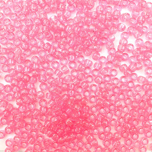 Pink Glitter Plastic Craft Pony Beads, Plastic Bead Size 6 x 9mm in a bulk bag