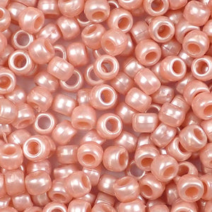 Peach Pearl Plastic Pony Beads 6 x 9mm