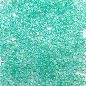Light Aqua Green Glitter Plastic Craft Pony Beads, Size 6 x 9mm