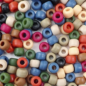 Americana Multi Color Mix Plastic Craft Pony Beads, Bead Size 6 x 9mm in bulk bag