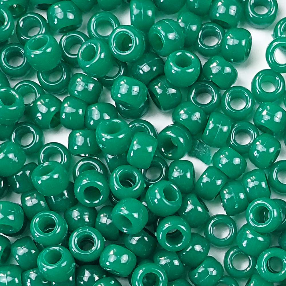 Agate Green Plastic Craft Pony Beads, Size 6 x 9mm