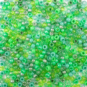 Green Apple Multi Color Mix Plastic Craft Pony Beads, Plastic Bead Size 6 x 9mm in a bulk bag
