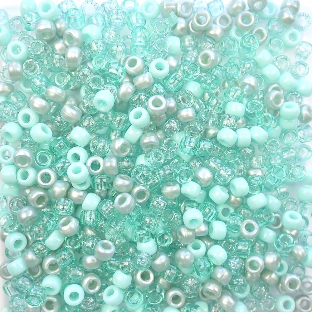 Sea Glass Green Turquoise Mix Pony Beads for bracelets, arts crafts - Pony  Beads Plus