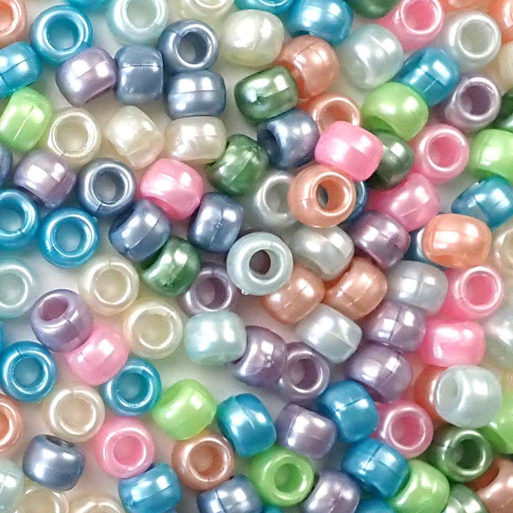 Pastel Pearl Multicolor Mix Plastic Pony Beads 6 x 9mm