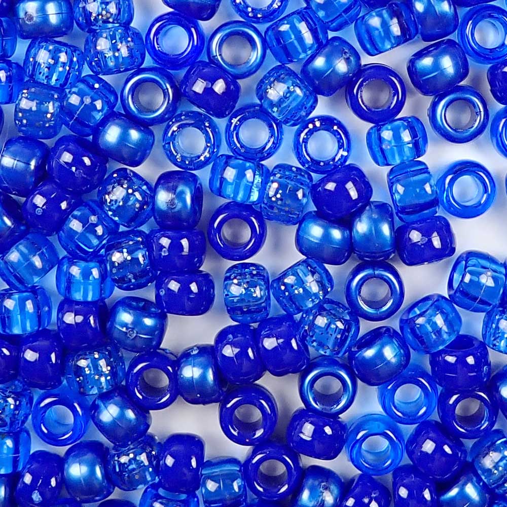 Dark Blue Mix Plastic Pony Beads 6 x 9mm