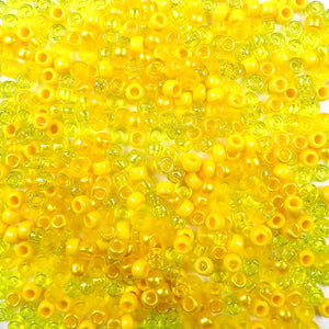 Mix of Yellow Colors Plastic Craft Pony Beads, Plastic Bead Size 6  x 9mm in bulk