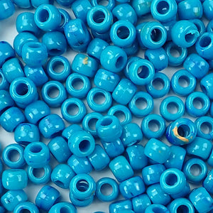 Western Turquoise Plastic Craft Pony Beads, Size 6 x 9mm