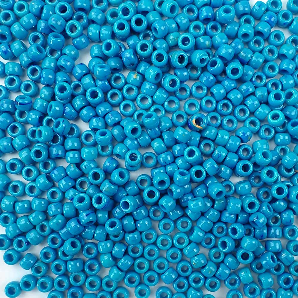 Western Turquoise Plastic Craft Pony Beads, Size 6 x 9mm