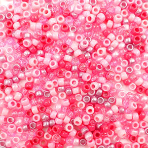Light Pink Multi color Mix Plastic Craft Pony Beads in different shades of pink, Size 6 x 9mm