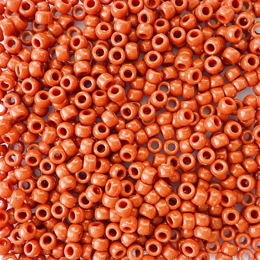 Terra Cotta Plastic Pony Beads 6 x 9mm, about 100 beads