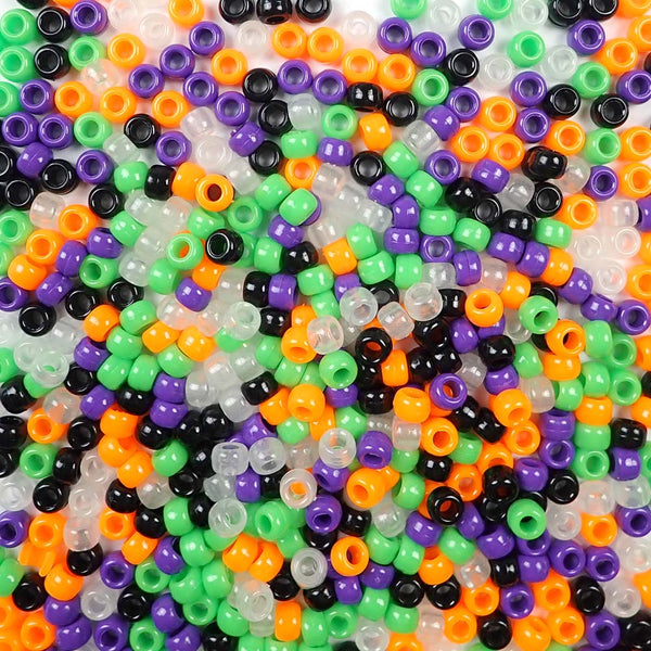 Halloween Mix Craft Pony Beads 6 x 9mm Bulk, Made in the USA - Pony Beads  Plus