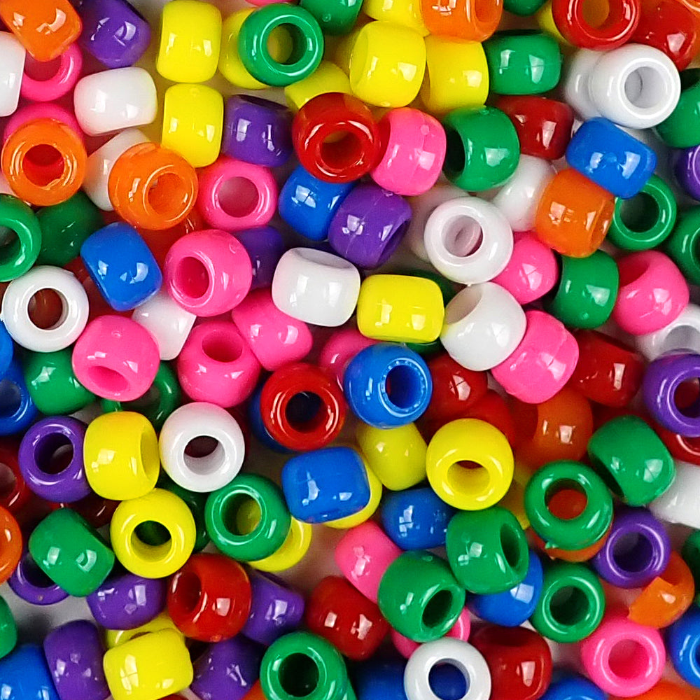 Rainbow Sprinkles Plastic Craft Pony Beads, Size 6 x 9mm