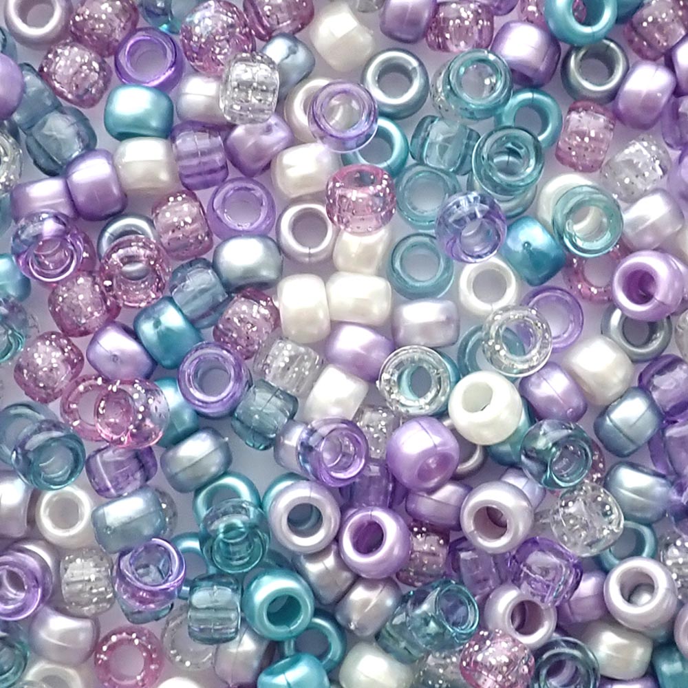 Purple Mix Plastic Pony Beads 6 x 9mm