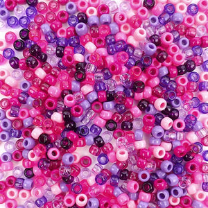 Berry Medley Mix Plastic Pony Beads 6 x 9mm,