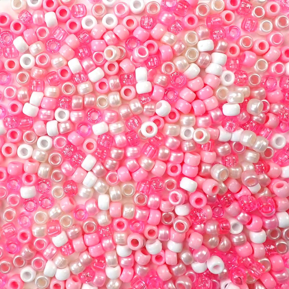Pink Baby Shower Mix Pony Beads 6 x 9mm - Pony Beads Plus