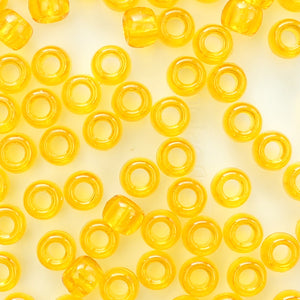 Golden Sun Yellow Orange Transparent Plastic Pony Beads 6 x 9mm