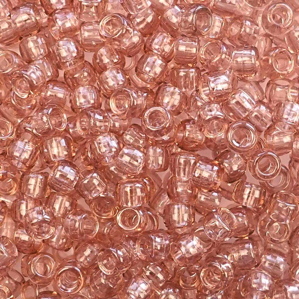 Vintage Peach Transparent Plastic Pony Beads 6 x 9mm, about 100 beads