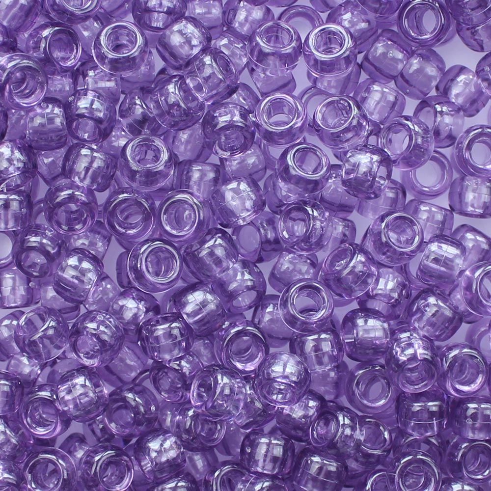 Vintage Amethyst Purple Transparent Plastic Pony Beads 6 x 9mm, about 100 beads
